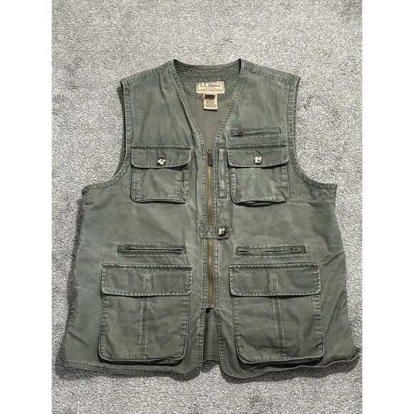 LL Bean Vest Men L Cargo Utility Hunting Fishing Outdoor Vintage Tactical Mesh - Picture 1 of 8
